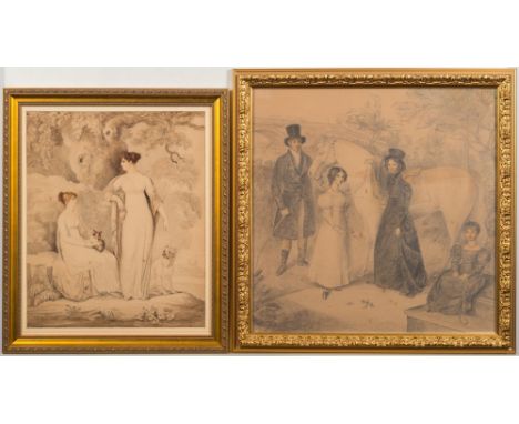 English School early 19th Century-
A portrait of Caroline Harriet Ellison [d.1882], later Mrs Thomas Marten, and her sister M