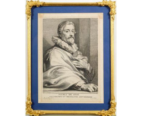 Lucas Vosterman [1595-1675] after Anthony Van Dyck-
A portrait of Pieter de Jode:-
engraving, plate size 27 x 18cm,
together 