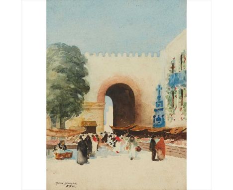 HANS JACOB HANSEN R.S.W. (SCOTTISH 1853-1947) CITY GATE Signed, watercolour (Dimensions: 24.5cm x 7cm (9.75in x 18in))(24.5cm