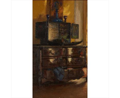 PATRICK WILLIAM ADAM R.S.A. (SCOTTISH 1854-1929) REFLECTED LIGHT Oil on board (Dimensions: 39cm x 23cm (15.25in x 9in))(39cm 