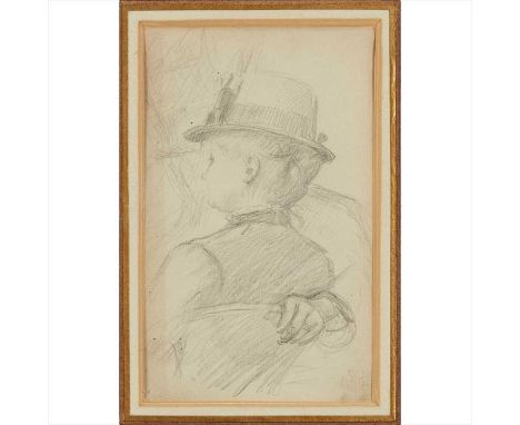 CLAUDE ÉMILE SCHUFFENECKER (FRENCH 1851-1934) WOMAN IN A HIGH HAT Inscribed with studio stamp (design with a flower), pencil 