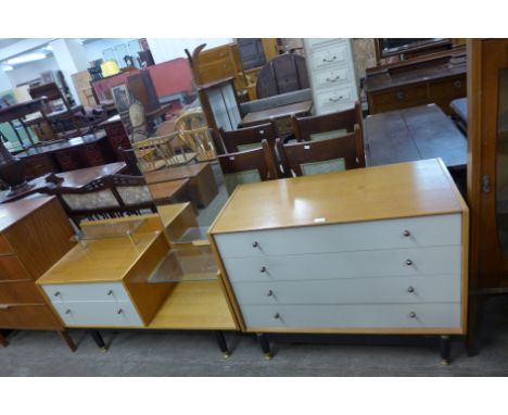 A G-Plan light oak chest of drawers and dressing table