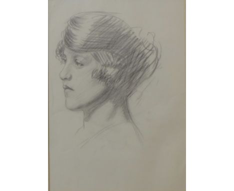 Frank Jameson, portrait of a lady, pencil sketch on paper, 34 x 24cms, framed