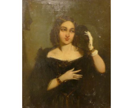 English School, portrait of a lady, oil on canvas, 47 x 39cms, unframed
