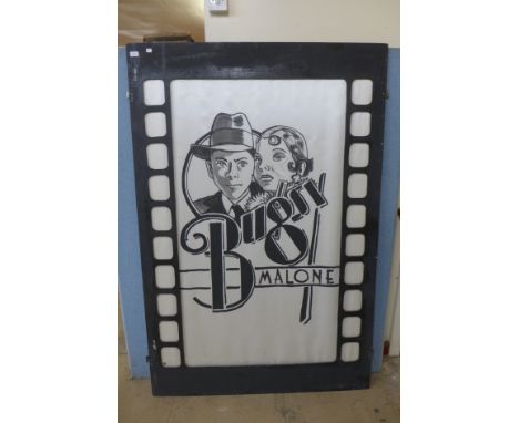 A portrait of Bugsy Malone, 1960's cinema art panel, painting on silk