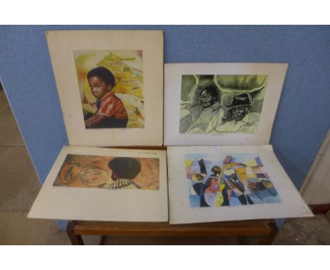 Four signed Paul Campbell limited edition prints, unframed