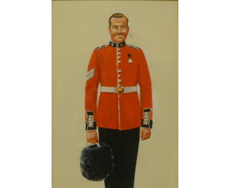 English School, portrait of a regimental officer, 28 x 19cms, watercolour, framed