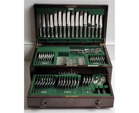 A Garrard &amp; Co Ltd. retailed silver canteen of flatware for eight place settings, by James Dixon &amp; Sons Ltd, Sheffiel