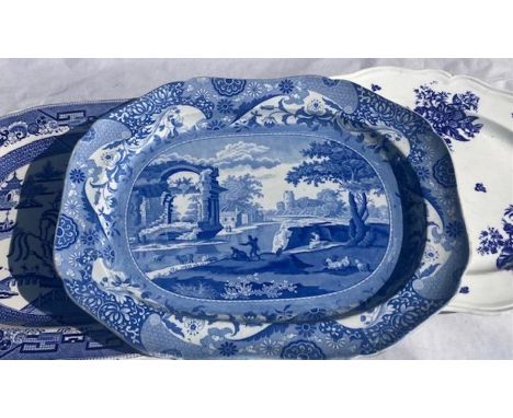 A collection of five meat plates to include a large Spode meat plate in fine condition&nbsp;