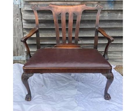An early 20th cent&nbsp; oversized Chippendale style open armchair&nbsp;