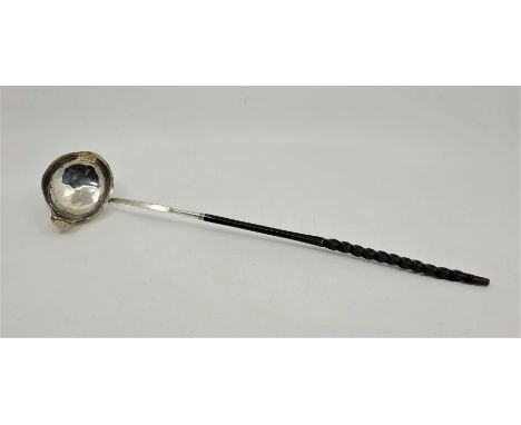 A late 18th century George III silver and baleen toddy ladle, c.1780-90. by Thomas Morley, assayed London, date letter lackin