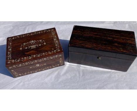 A 19th cent inlaid box and a Coromandel tea caddy&nbsp;