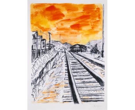 Bob Dylan (b.1941)Train Tracks (Yellow), from The Drawn Blank Series&nbsp;Gicl&eacute;e in colours, 2020, signed in pencil, n