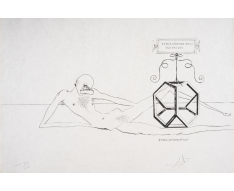 Salvador Dalí (1904-1989) L'Immortalité tetraédrique du cube, from Dix recettes d'immortalité (Field 73-20L; M&L 573a)Drypoin