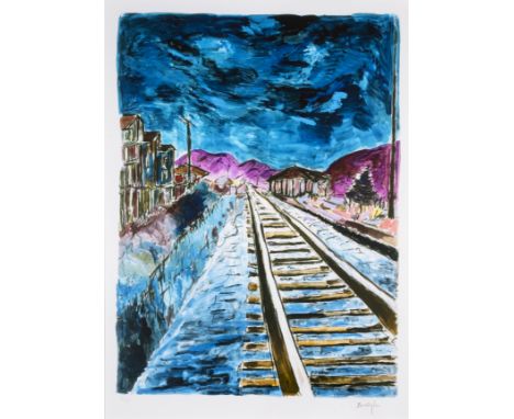 Bob Dylan (b.1941)Train Tracks (Blue), from The Drawn Blank Series&nbsp;Gicl&eacute;e in colours, 2020, signed in pencil, num