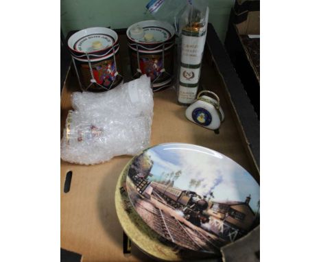 A BOX CONTAINING TWO CERAMIC COGNAC VESSELS in the form of Grenadier Guard's drums, commemorating The Queen's Silver Jubilee,