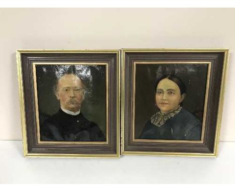 A box of eight framed pictures and oils - portrait studies 