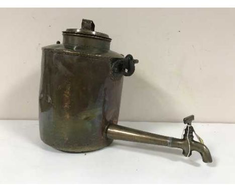 An antique copper water urn with metal hanging bracket 