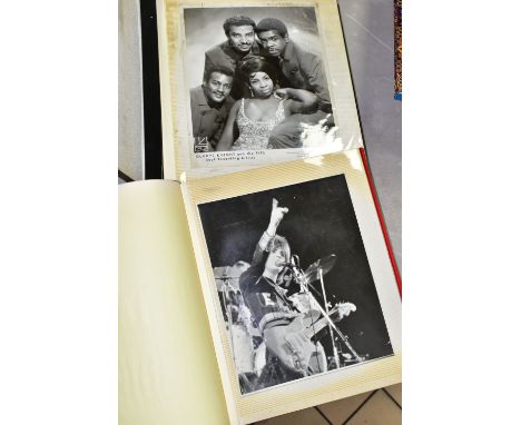 POP MUSIC PHOTOGRAPHS &amp; AUTOGRAPHS, two albums containing photographs (some signed) of pop music acts from the 1970's and