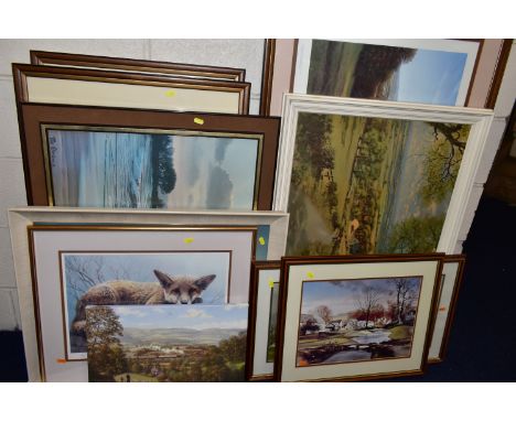 A QUANTITY OF DECORATIVE LATER 20TH CENTURY PRINTS, comprising a limited edition print 'The Vale of Taunton' by Maurice Bisho