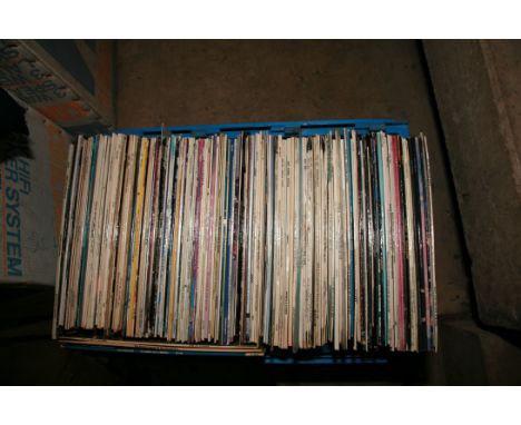 A TRAY CONTAINING OVER ONE HUNDRED AND FORTY LPS including Adam and the Ants, Aretha Franklin, Petula Clark, The Royalettes, 