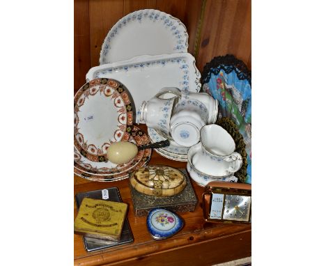 A GROUP OF CERAMICS, METALWARES AND SUNDRY ITEMS, to include a fourteen piece Royal Albert Memory Lane tea set, comprising a 