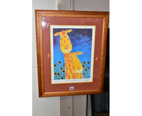 MACKENZIE THORPE (BRITISH 1957) 'YOU ARE THE SUNSHINE OF MY LIFE', a signed limited edition print depicting two giraffes and 