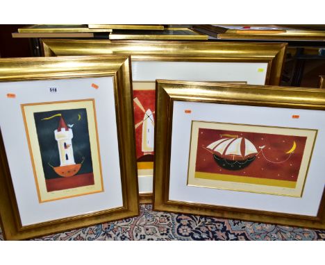 ADAM BARSBY (BRITISH 1969)  THREE SIGNED LIMITED EDITION FRAMED PRINTS, comprising 'Enchanted Journey' a figure in a tower wi