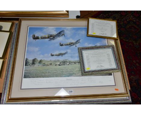 TWO SIGNED LIMITED EDITION MILITARY AVIATION PRINTS, comprising The official Douglas Bader Foundation 60th anniversary print,
