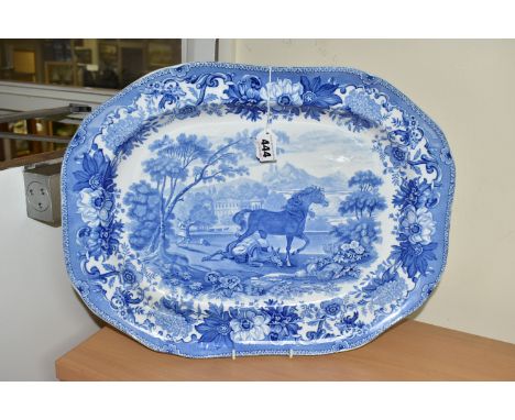 A COPELAND SPODE AESOP'S FABLES SERIES MEAT PLATE, printed in 'The Horse and the Loaded Ass' pattern, with printed 'Copeland 