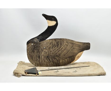 A VINTAGE AMERICAN 'JOHNSON'S FOLDING GOOSE DECOY', the printed card decoy of a Canada Goose by Wm. R. Johnson of Seattle, tr