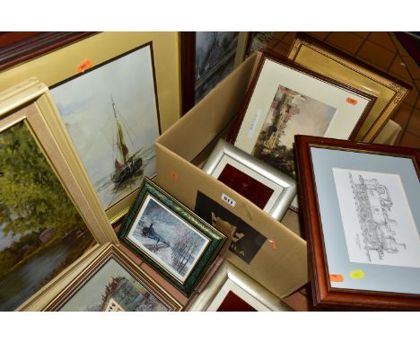 A SMALL QUANTITY OF PAINTINGS AND PRINTS ETC, comprising an impressionist style view of 'Holy Trinity church - Stratford upon