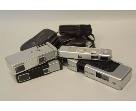 Various Sub Minature Cameras, A Minox B, a pair of Minolta 16s, one chrome, one black, a Minox EC (not pictured) and a Agfama