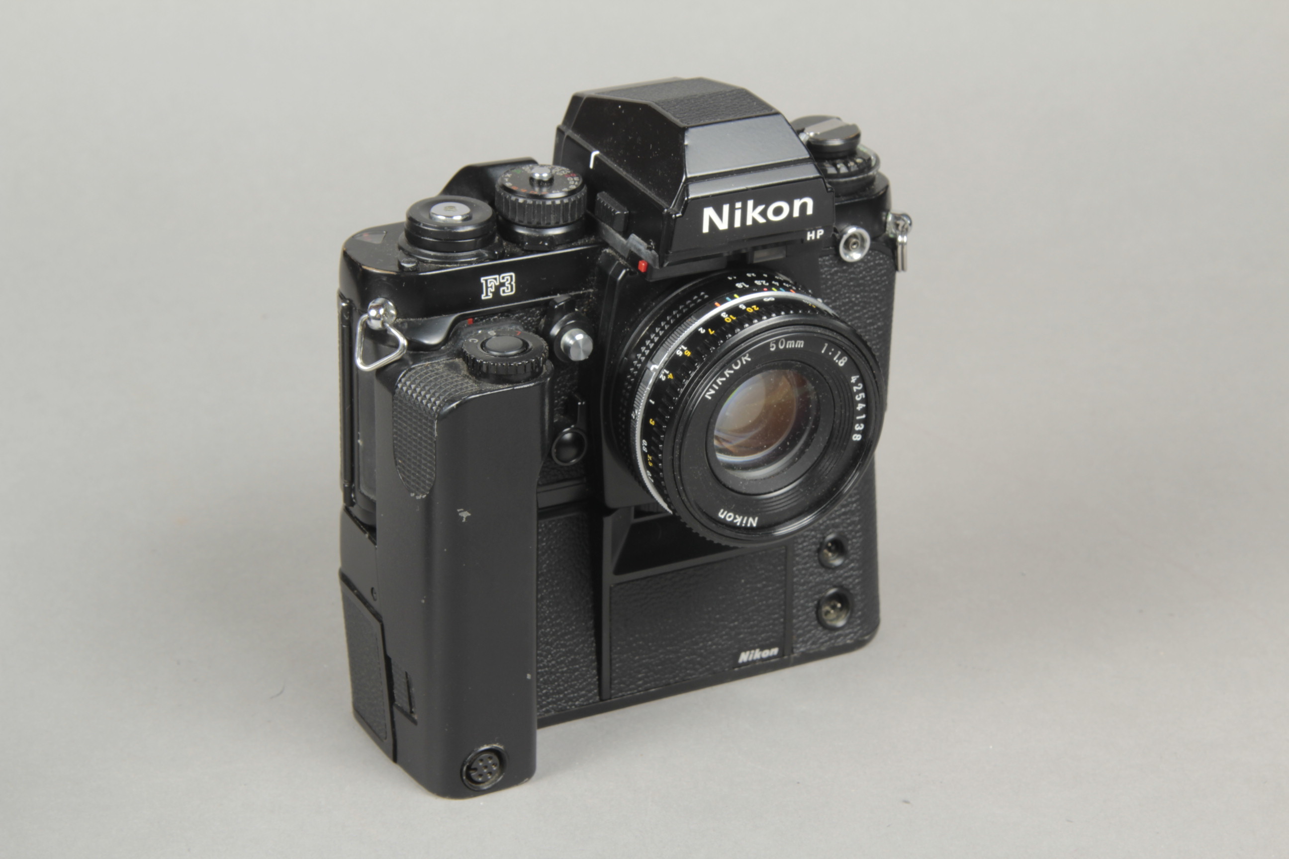 Nikon F3 Motor Drive Camera, with an HP viewfinder, MD4 and a 50mm F1