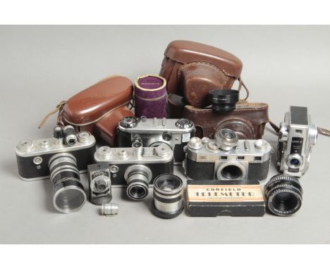 Periflex Camera and Lenses, various bodies, lensesand Corfield items, also a Clarus with a Comet III (a lot)