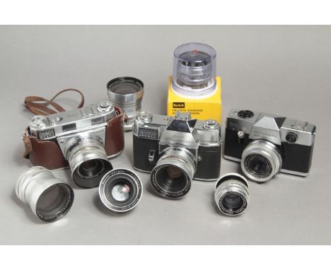 Kodak Retina Reflex III Camera, with IIIS and Instamatic Reflex cameras also a range of lenses including a Heligon F1.9 50mm,