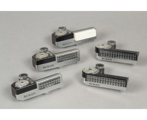 Nikon F Light Meters, three examples of Model I, with two Model II (5)