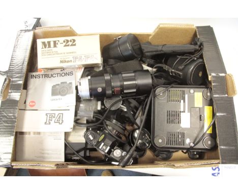 A Collection of Cameras Lenses, Accessories and More, Nikon MF-22 data back, various lens adapters and caps together with ins