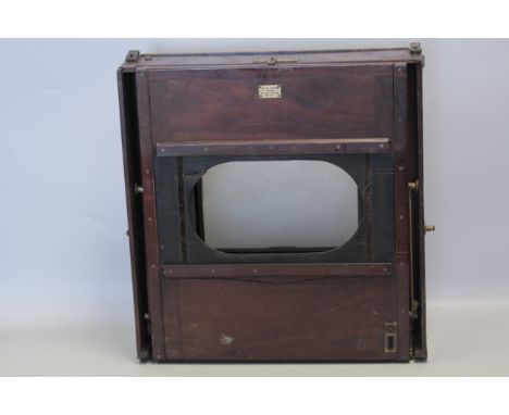 Large Wooden Camera, by 'J R Gotz London' aprox 14x16" size with reducing back, 