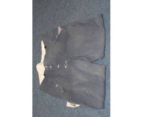 German Uniform - Luftwaffe over trousers with button fly and heavy duty strap attachments. Large waist and size medium length