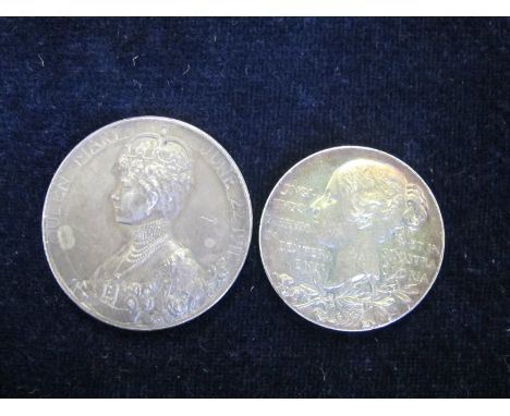 British Commemorative Medalets (2): Royal Mint official small silver issues for Queen Victoria's Diamond Jubilee 1897 toned n