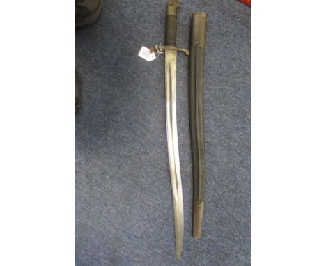 Bayonet: Pattern 1856 sword bayonet blade marked with Knights helmet logo of W.R. KIRSCHBAUM &amp; CIE using this logo betwee