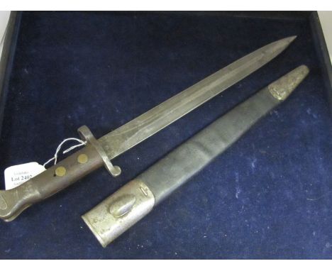 Bayonet: Pattern 1888 MK I 2nd Type (oil hole in grip) Pommel marked 1MM (1st Bn Monmouth Regt) 471 in its steel mounted leat