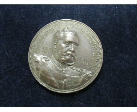German Commemorative Medallion, bronze d.49mm: Death of Carl Ab Bachofen V. Echt K. Pr. Corpsauditeur 1884 by A. Scharff, VF,