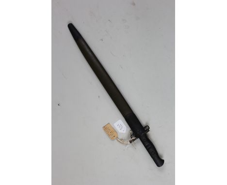 Bayonet: P13 by Remington dated 8. '17. in its U.S green, steel mounted leather scabbard and marked to ricasso 'U.S.' 