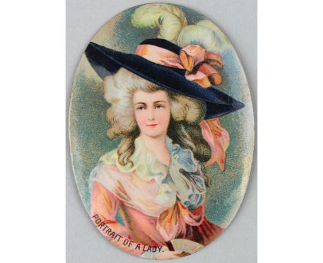 Wills - Miniatures, Overseas issue, oval medallion on enamel, Portrait of a Lady VG cat value £55
