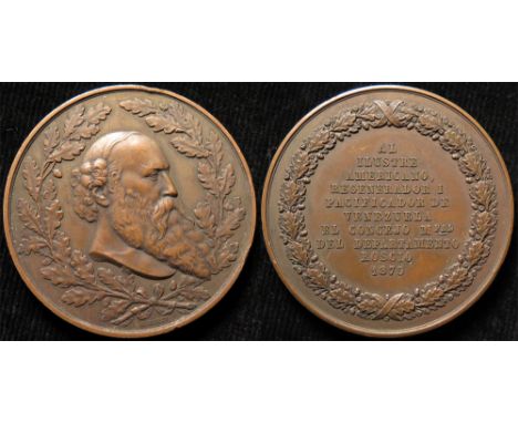 Venezuelan Political Medal, bronze d.50mm: 'Al Ilustre Americano, Regenerador I Pacificador de Venezuela el Concejo Mpal del 