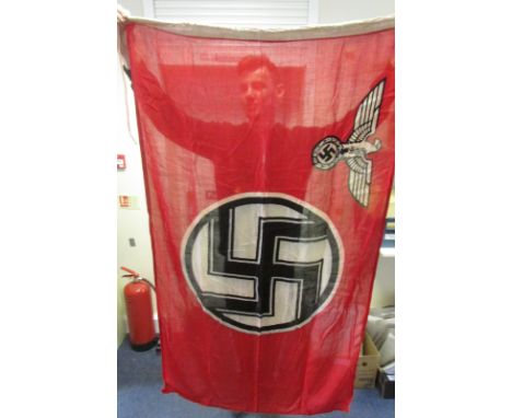 German WW2 larger Reich flag with varies stampings to lanyard some light age staining size 34x58 inches