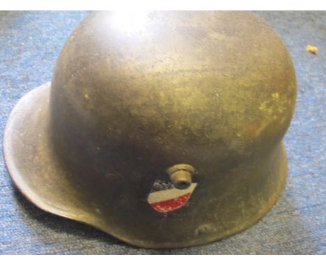 German WW1 1916 pattern helmet with traces of German WW2 ss decals complete with liner