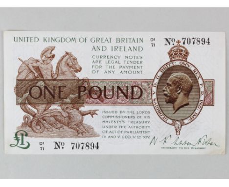 Warren Fisher One Pound T31 "D1 71" EF with a small light brown mark bottom right
